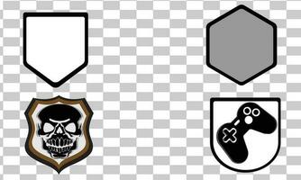 divers blanco schilden en schedels of gamepad logo badges met vector achtergrond