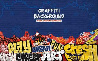 graffiti achtergrond met overgeven en taggen hand getekend stijl. straat kunst graffiti stedelijk thema in vector formaat.