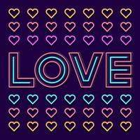 Love Neon Sign Word met hart op donkere achtergrond vector