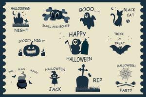 wijnoogst halloween stickers set. reeks van halloween stickers Sjablonen. halloween partij emblemen. vector