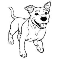 Amerikaans pit stier, hand- getrokken tekenfilm karakter, hond icoon. vector