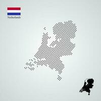 Nederland kaart silhouet halftone stijl vector