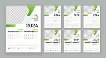 vector muur kalender 2024, muur kalender 2024, bedrijf kalender sjabloon, week begin zondag, muur kalender in een minimalistische stijl