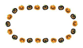 ovaal jack O lantaarn halloween kader grens met tekst ruimte. sociaal media post kaart sjabloon vector illustratie.