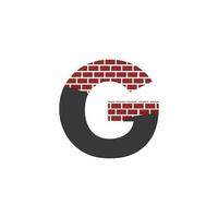 brief g met steen muur logo vector ontwerp gebouw bedrijf, creatief eerste brief en muur logo sjabloon
