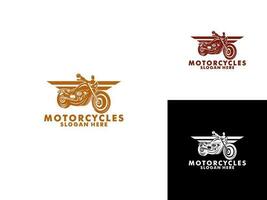 motorfiets wijnoogst met vleugel logo concept in zwart en wit kleuren geïsoleerd vector illustratie