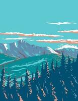 eenzaam berg in lij metkalf wildernis Montana Verenigde Staten van Amerika wpa kunst poster vector