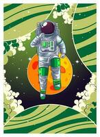 astronaut hebben pret en Speel skateboard in de ruimte vector