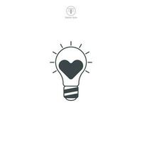 licht lamp met hart icoon symbool vector illustratie geïsoleerd Aan wit achtergrond