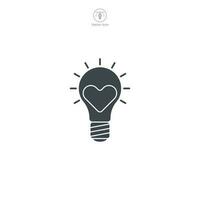 licht lamp met hart icoon symbool vector illustratie geïsoleerd Aan wit achtergrond