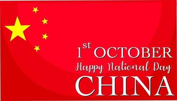 gelukkige nationale dag van china op 1 oktober lettertype op de vlag van china vector