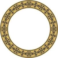 vector goud en zwart Kazachs nationaal ronde patroon, kader. etnisch ornament van de nomadisch volkeren van Azië, de Super goed steppe, Kazachen, Kirgizisch, kalmyks, mongolen, begraven, Turkmenen