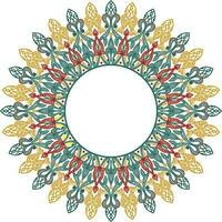vector gekleurde ronde oosters ornament. Arabisch gevormde cirkel van iran, Irak, kalkoen, Syrië. Perzisch kader, grens. kanten gesneden sneeuwvlok