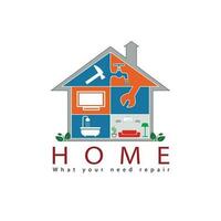 vrij vector huis reparatie logo ontwerp en concept