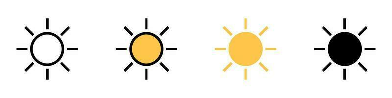 zon icoon reeks met verschillend stijlen. zonnig weer en helderheid controle pictogrammen. vectoren. vector
