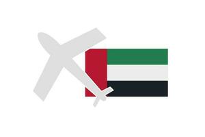 vlag en vliegtuig van de Verenigde Arabisch emiraten. reizen naar dubai. vector. vector