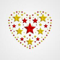hart vorm van rood en gouden sterren abstract achtergrond vector