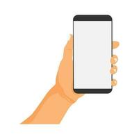 vector illustratie van een hand- Holding een cel telefoon of smartphone