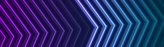 Purper blauw abstract neon pijlen tech banier vector