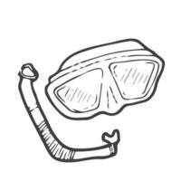 masker en snorkel voor zwemmen in tekening stijl. schetsen van stofbril voor zwemmen in zwembad. zomer vakantie apparatuur. hand- getrokken vector illustratie geïsoleerd Aan wit achtergrond.