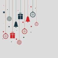 doorlopende lijn hangende kerstboom, geschenkdoos, ster, liefde, kerstmuts en sok. vrolijk kerstfeest en een gelukkig nieuwjaarsthema dat op witte achtergrond wordt geïsoleerd. handgetekende lijntekeningen minimalisme ontwerp vector