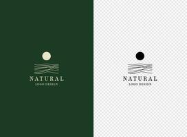 natuurlijk branding logo ontwerp concept. zon en berg logo. vector illustratie.