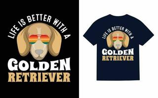 gouden retriever hond typografie t-shirt ontwerp vector