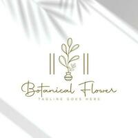 bloemen element hand- getrokken botanisch logo met wild bloem vector