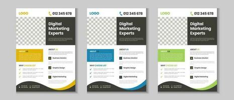 kleurrijk zakelijke en bedrijf folder verzameling, zakelijke poster, folder bundel, mega reeks brochure, jaar- rapport, voorstel, brochure, bedrijf profiel, afzet poster en a4 lay-out met mockup vector