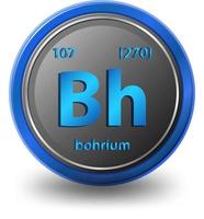 bohrium scheikundig element. chemisch symbool met atoomnummer en atoommassa. vector