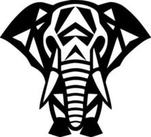 olifant - zwart en wit geïsoleerd icoon - vector illustratie