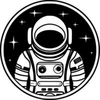 astronaut - zwart en wit geïsoleerd icoon - vector illustratie