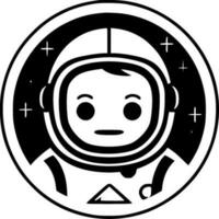 astronaut - zwart en wit geïsoleerd icoon - vector illustratie