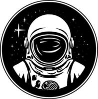 astronaut - zwart en wit geïsoleerd icoon - vector illustratie