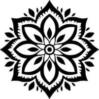 mandala - zwart en wit geïsoleerd icoon - vector illustratie