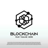 blockchain logo met lijn kunst concept. toekomst technologie teken of symbool. cryptogeld -vector vector