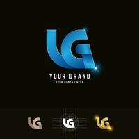 brief vg of lg monogram logo met rooster methode ontwerp vector