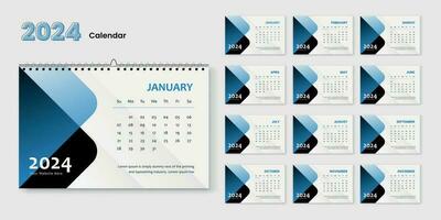 gelukkig nieuw jaar 2024 kalender ontwerp modern sjabloon, muur en bureau kalender ontwerp vector