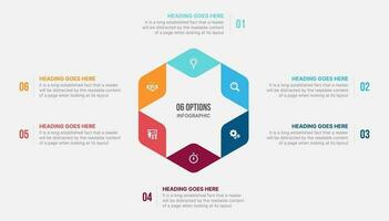 zes opties cirkel fiets infographic sjabloon ontwerp vector