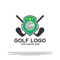 luxueus golf toernooi logo ontwerp. golf kampioenschap teken of symbool. golf icoon. vector