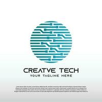 creatief technologie logo met wereldbol concept. wereld teken. toekomst tech en netwerk icoon -vector vector