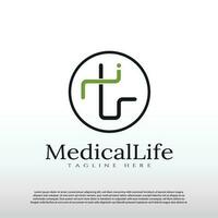 medisch logo met lijn kunst ontwerp. gezondheidszorg en medisch teken of symbool -vector vector