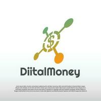 digitaal geld logo ontwerp, dollar teken concept, illustratie element-vector vector