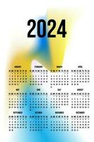 kalender 2024 Aan abstract achtergrond licht blauw en geel helling kleur Aan wit vector