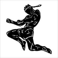 silhouet illustratie vector Muay Thais