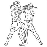lijn kunst illustratie vector Muay Thais