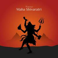 maha shivratri illustratie van heer shiva silhouet ontwerp sociaal media post vector