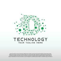 technologie logo met eerste d brief, netwerk icoon -vector vector