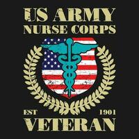 ons leger verpleegster corps veteraan klassiek t-shirt vector