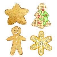 Kerstmis waterverf reeks met koekjes, Kerstmis snoepgoed. vector